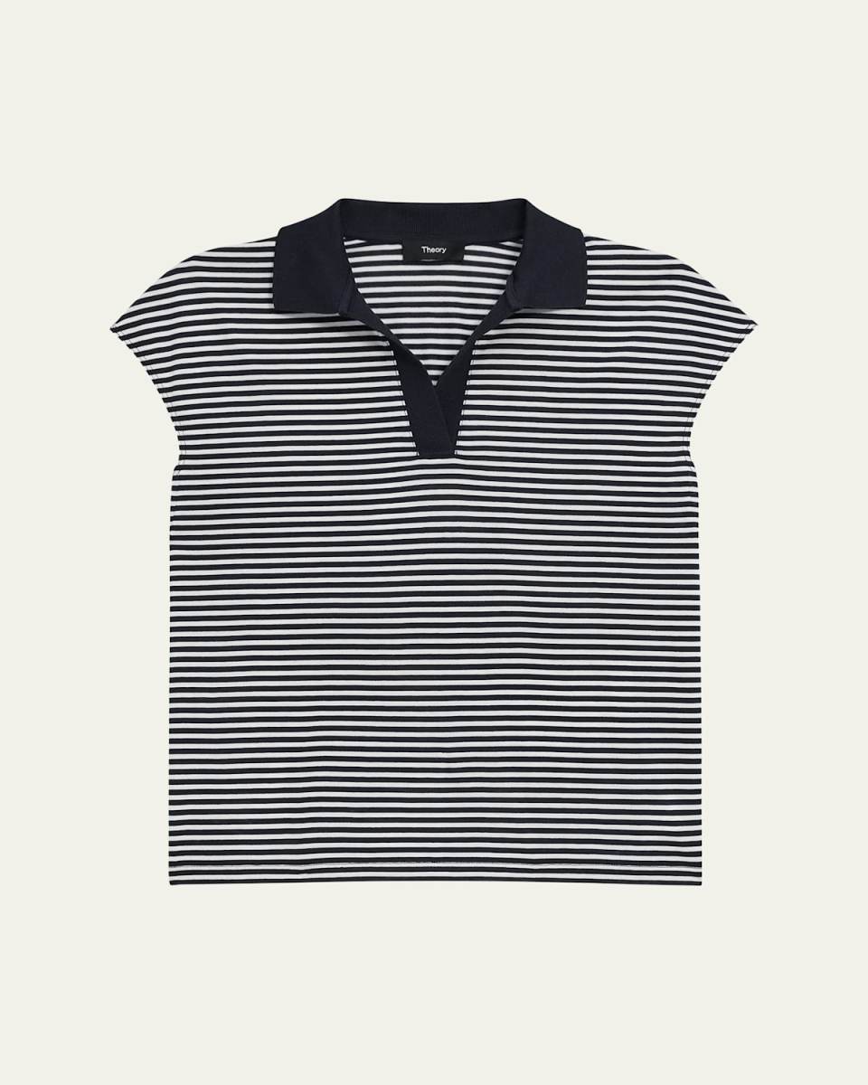 Striped Cotton Polo Top