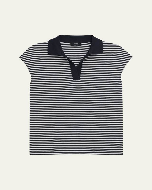 Striped Cotton Polo Top