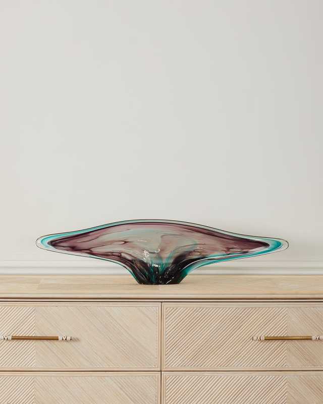 Eggplant, Purple, and Turquoise Handblown Glass Sculpture I