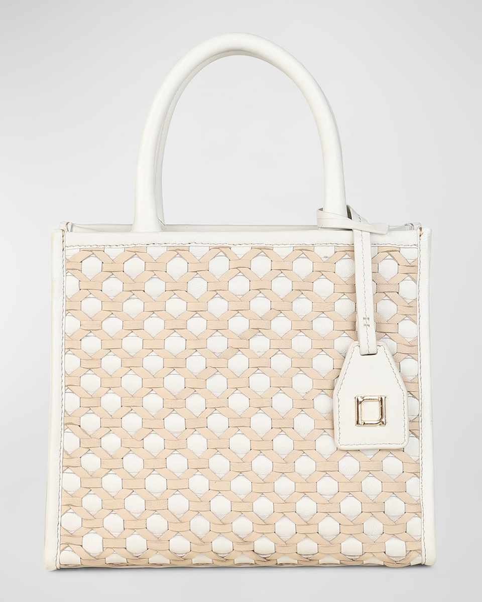 Ayesha Woven Leather Top-Handle Bag