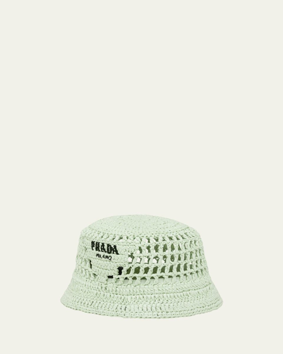 Logo Cutout Raffia Bucket Hat