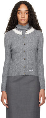 SHUSHU TONG Gray Collar Embellished Cardigan