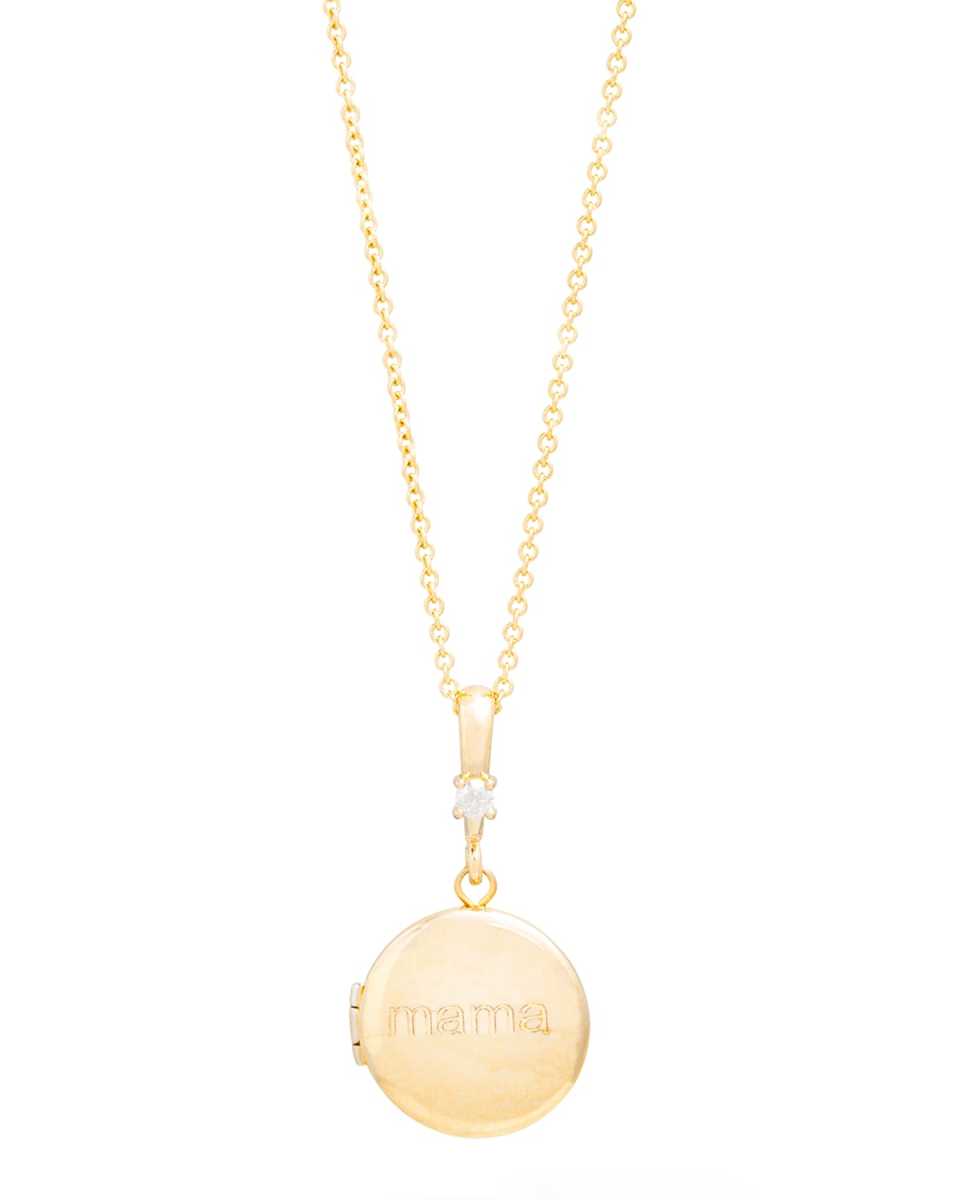 Personalized Round Locket Necklace with Diamond