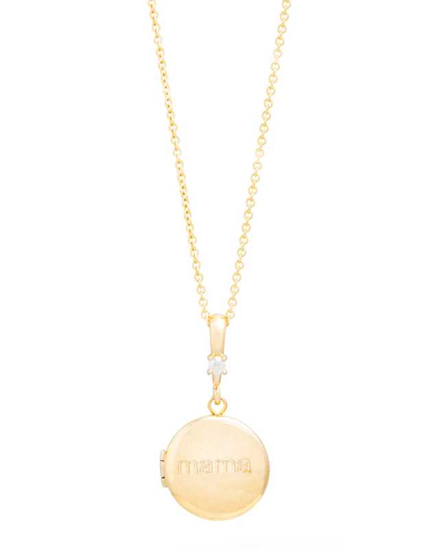 Personalized Round Locket Necklace with Diamond