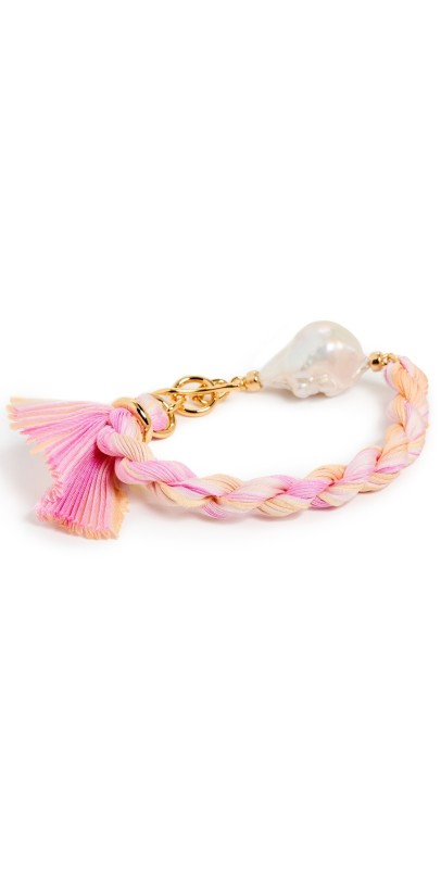 Lizzie Fortunato Rose Shibori Ribbon Bracelet Pink