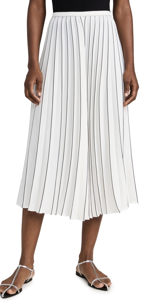 Proenza Schouler White Label Pleated Miles Skirt in Crepe White/Black