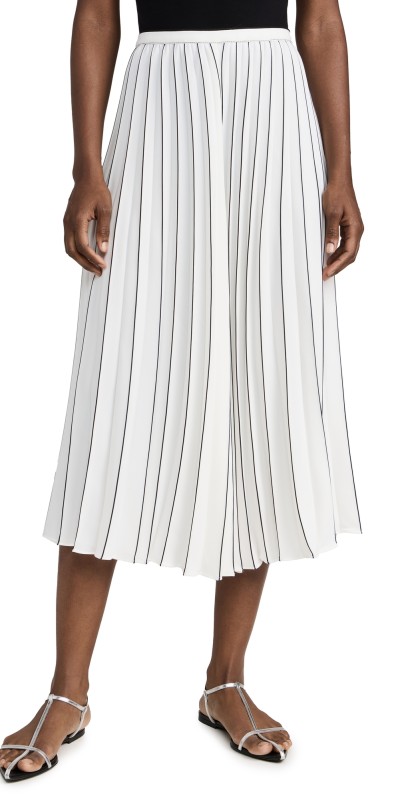 Proenza Schouler White Label Pleated Miles Skirt in Crepe White/Black