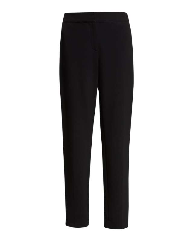 Ponte Cropped Pull-On Pants, Black