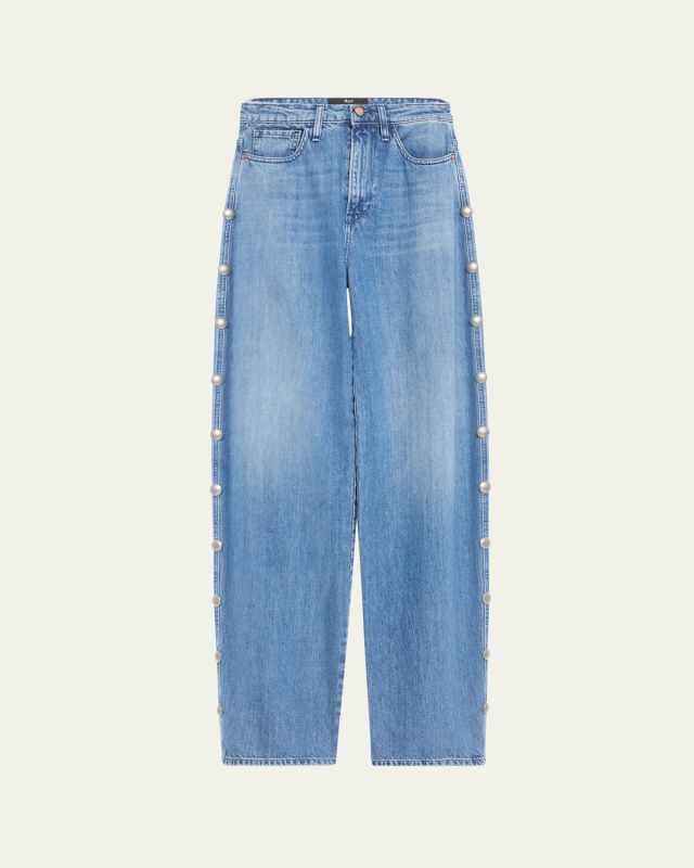 Nicole Studded Barrel-Leg Jeans