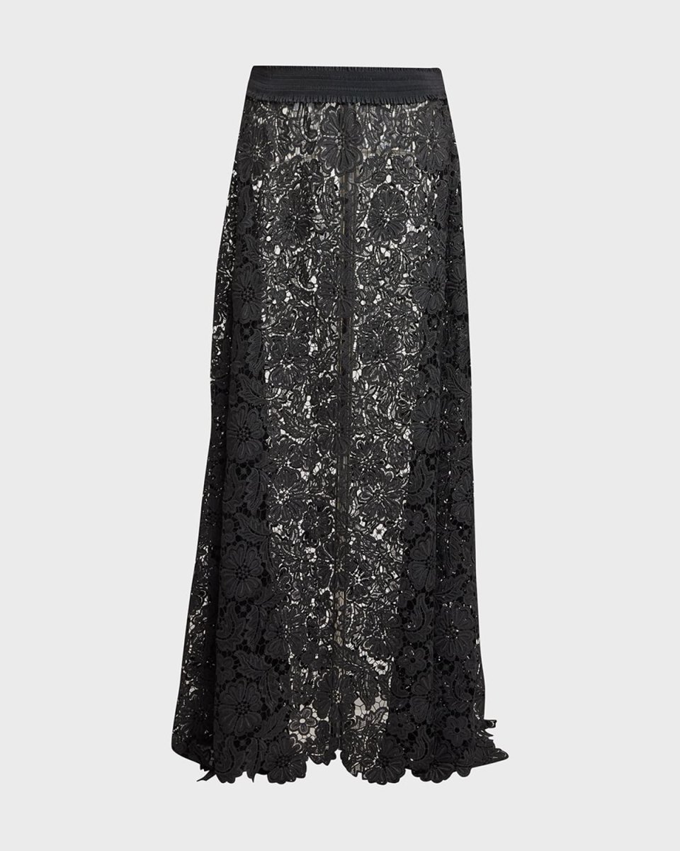 Cap Handkerchief Floral Lace Maxi Skirt