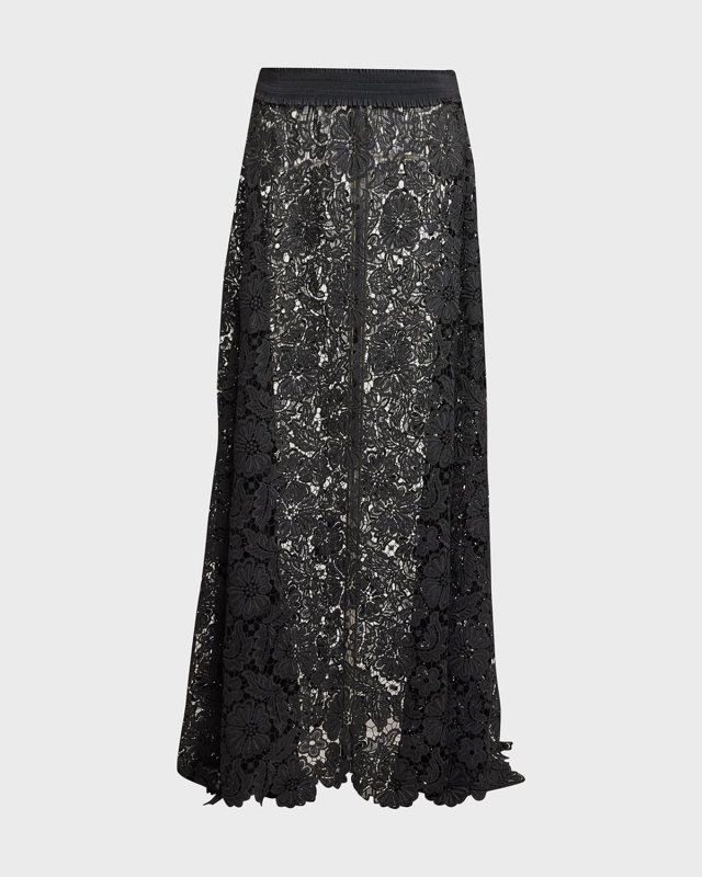 Cap Handkerchief Floral Lace Maxi Skirt
