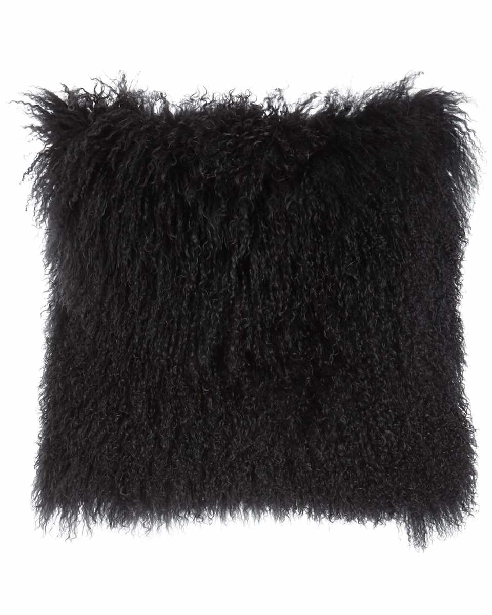 Dark Gray Tibetan Lamb Pillow