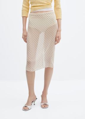 MANGO Semi-transparent polka-dot skirt