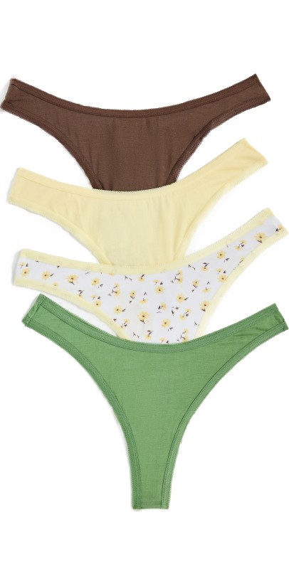 Stripe & Stare Stripe and Stare x Camille Charriere Picot Thong Four Pack Multi