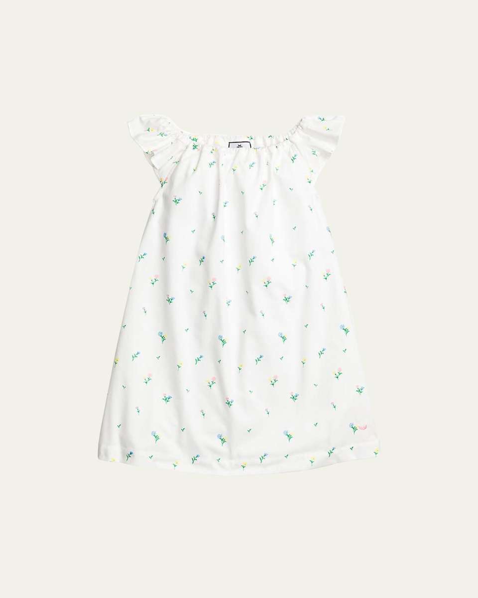 Kid's Isabelle Tulips Flutter-Sleeve Nightgown, Size 6M-14