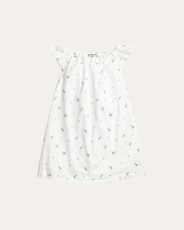 Kid's Isabelle Tulips Flutter-Sleeve Nightgown, Size 6M-14