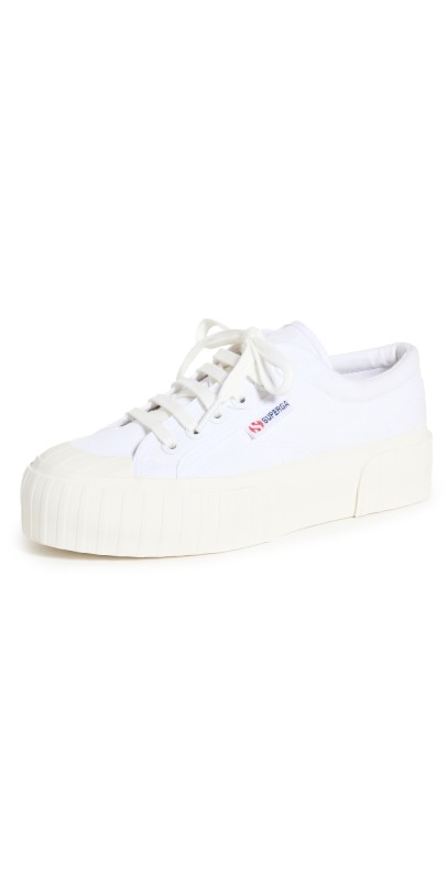 Superga 2631 Stripe Platform Sneakers White