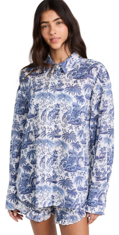 STAUD Colton Top Blue Toile