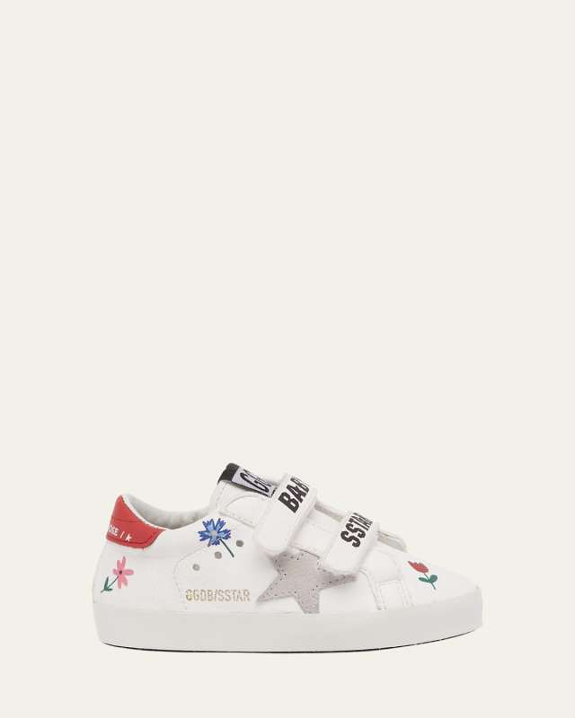 Girl's School Leather Low Top Sneakers, Baby