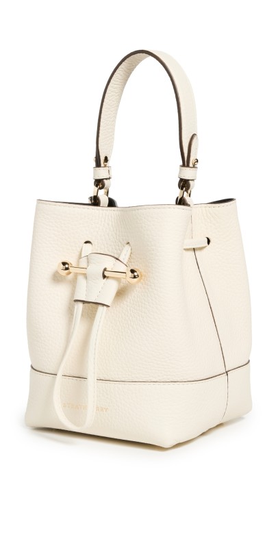 Strathberry Lana Osette Bucket Bag Beading Strap Vanilla
