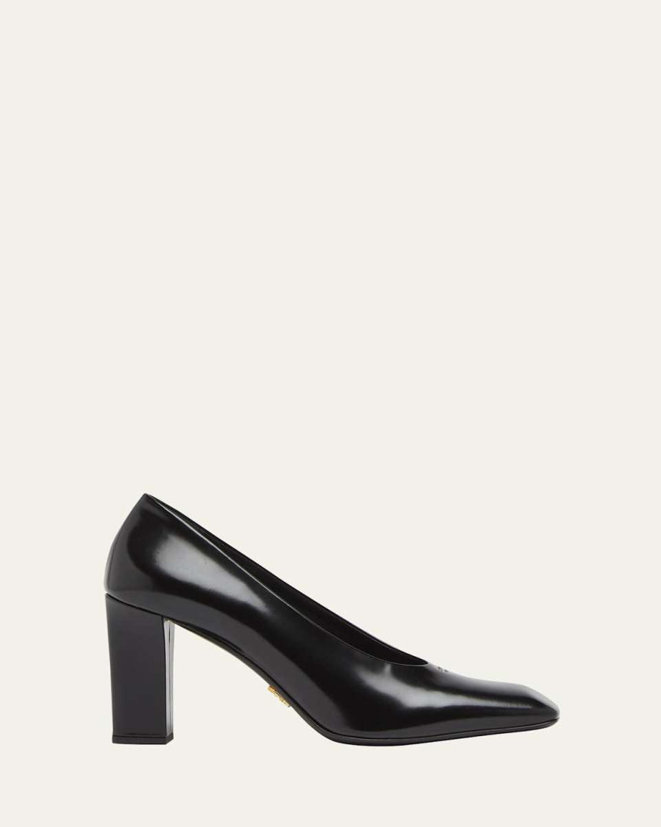 Modellerie Spazzolato Leather Block-Heel Pumps