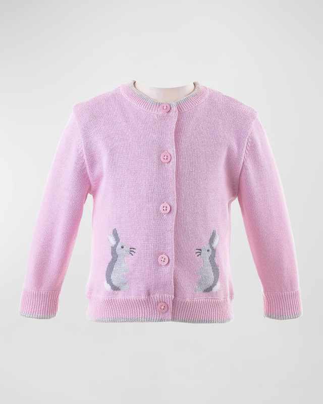 Girl's Bunny Intarsia Cardigan, Size Newborn-12
