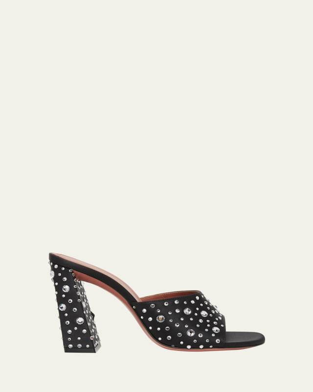 Crystal Silk Block-Heel Sandals