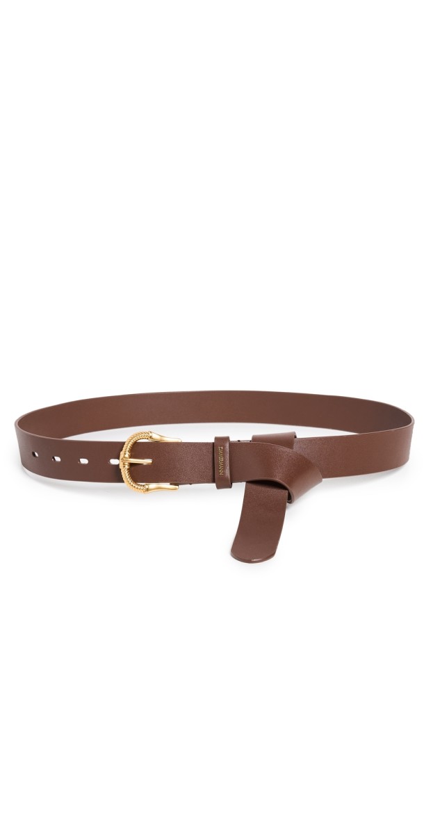 Zimmermann Twisted Buckle Leather Belt 30 Chocolate