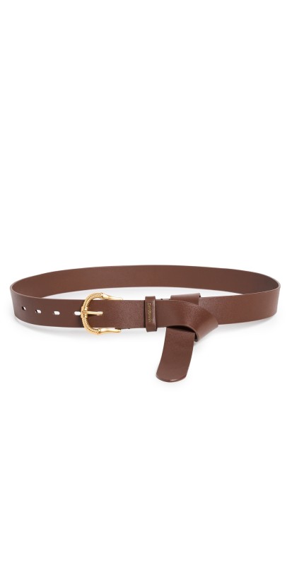 Zimmermann Twisted Buckle Leather Belt 30 Chocolate