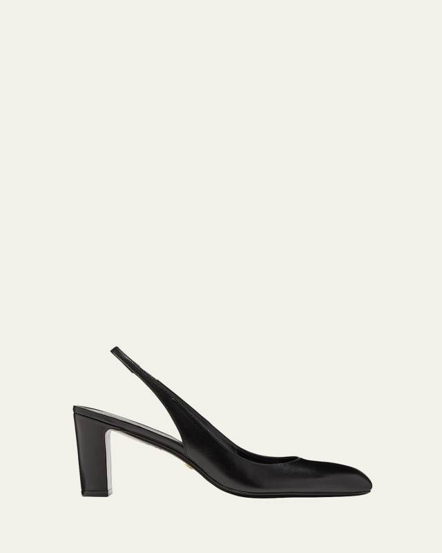 Vida Leather Block-Heel Slingback Pumps