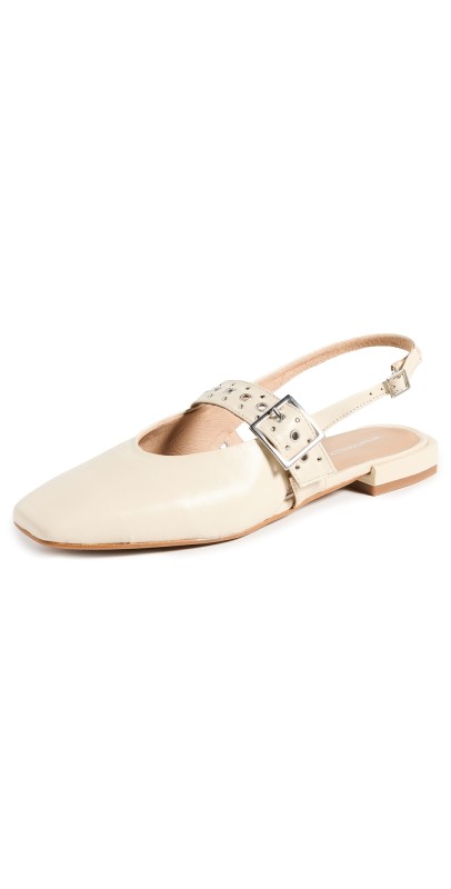 Intentionally Blank Pearl Moto Flats Cream