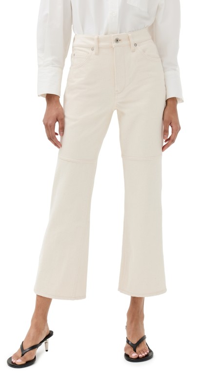 Jil Sander Bootcut Cropped Leg Denim Jeans Natural