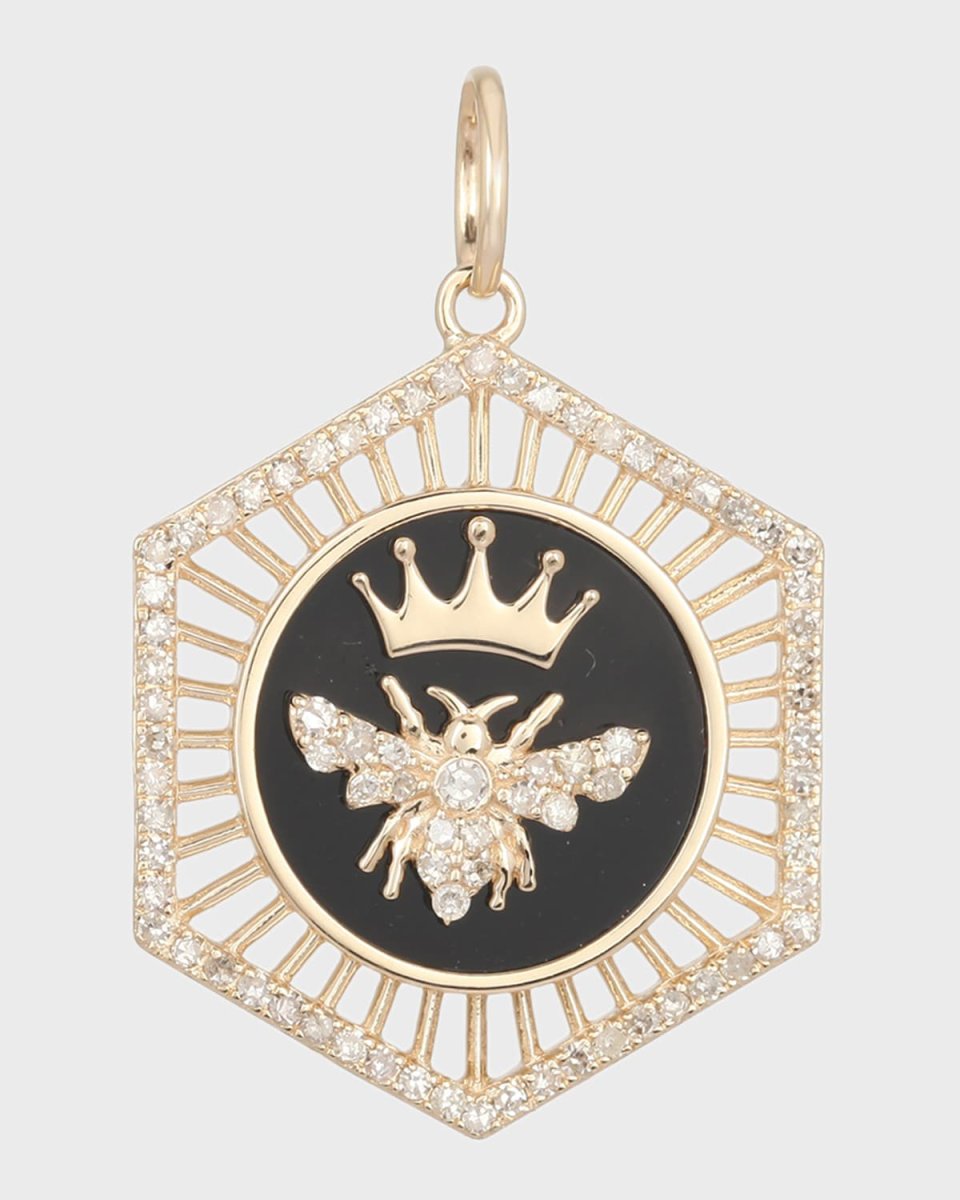 Queen Bee Diamond and Onyx Pendant