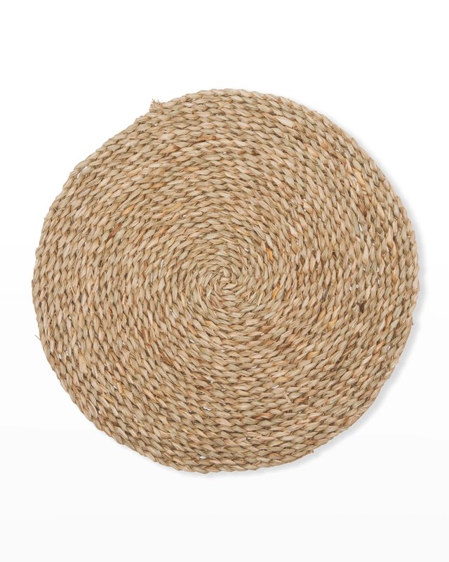 Lucian Round Aged Seagrass Chargers, Set of 4