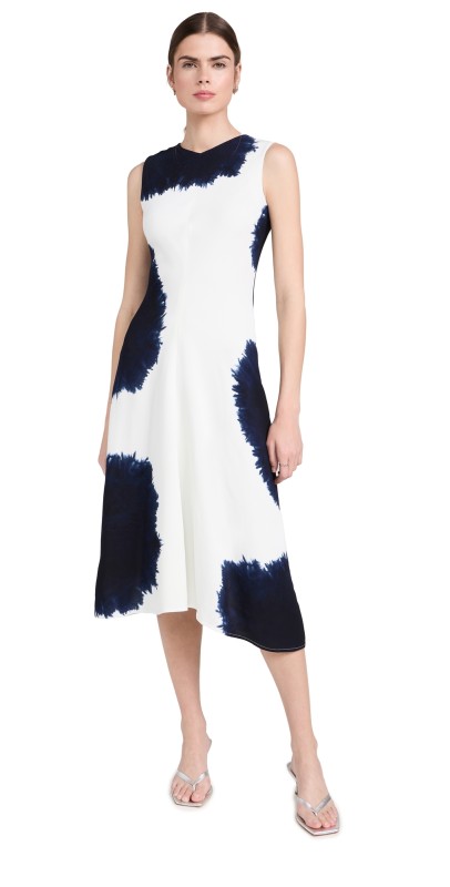 Proenza Schouler Ella Dress In Printed Viscose Crepe White Multi