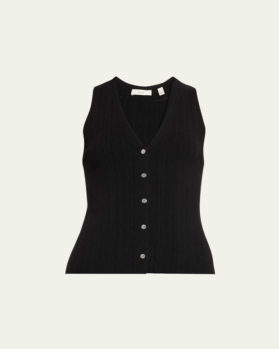 Button-Front Knit Tank Top