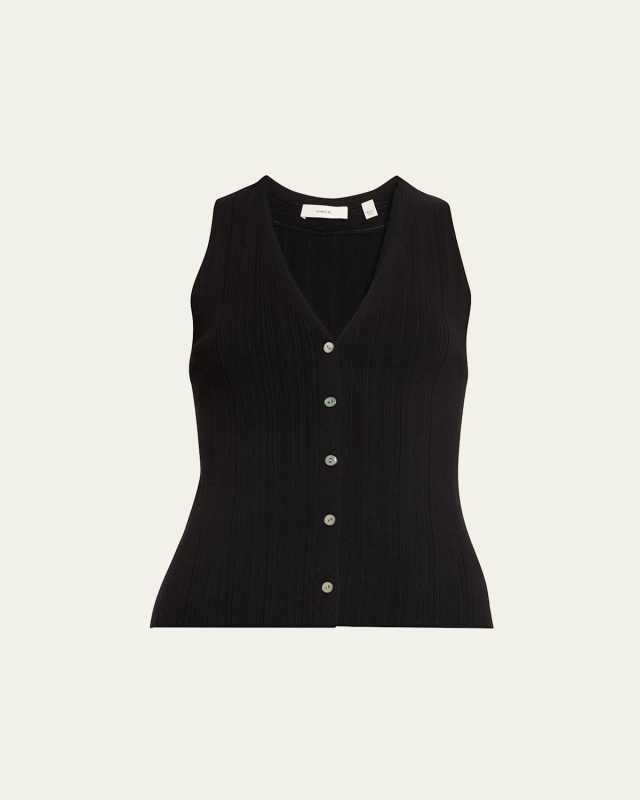 Button-Front Knit Tank Top