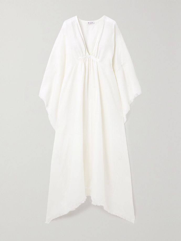 Loro Piana Gloria frayed gathered linen maxi dress