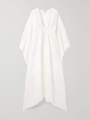 Loro Piana Gloria frayed gathered linen maxi dress