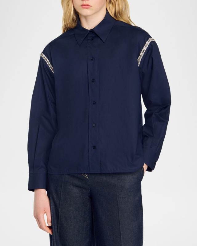 Claire Embellished Poplin Shirt