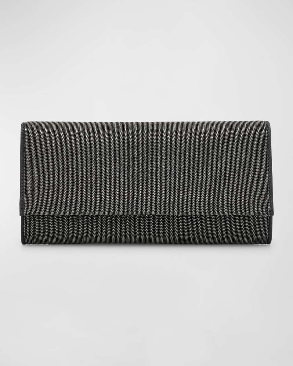 Monili Flap Leather Clutch Bag