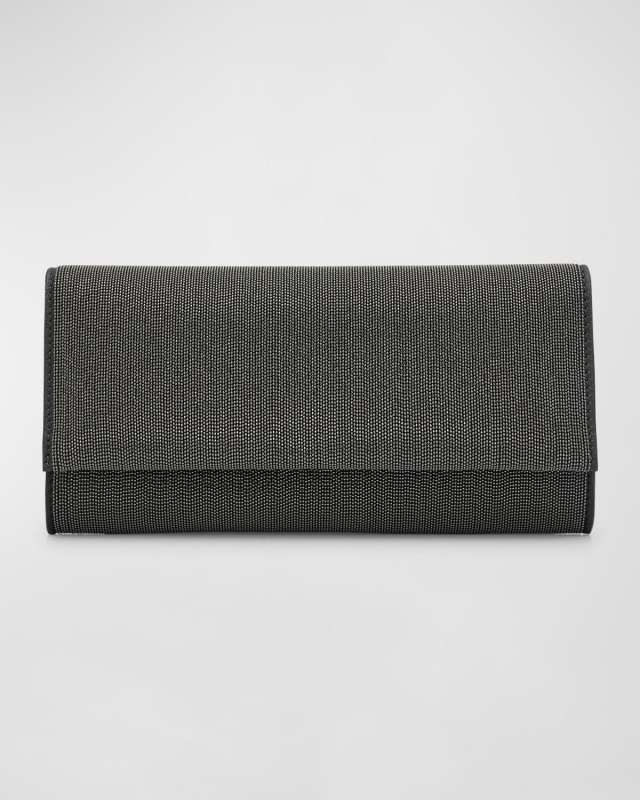 Monili Flap Leather Clutch Bag