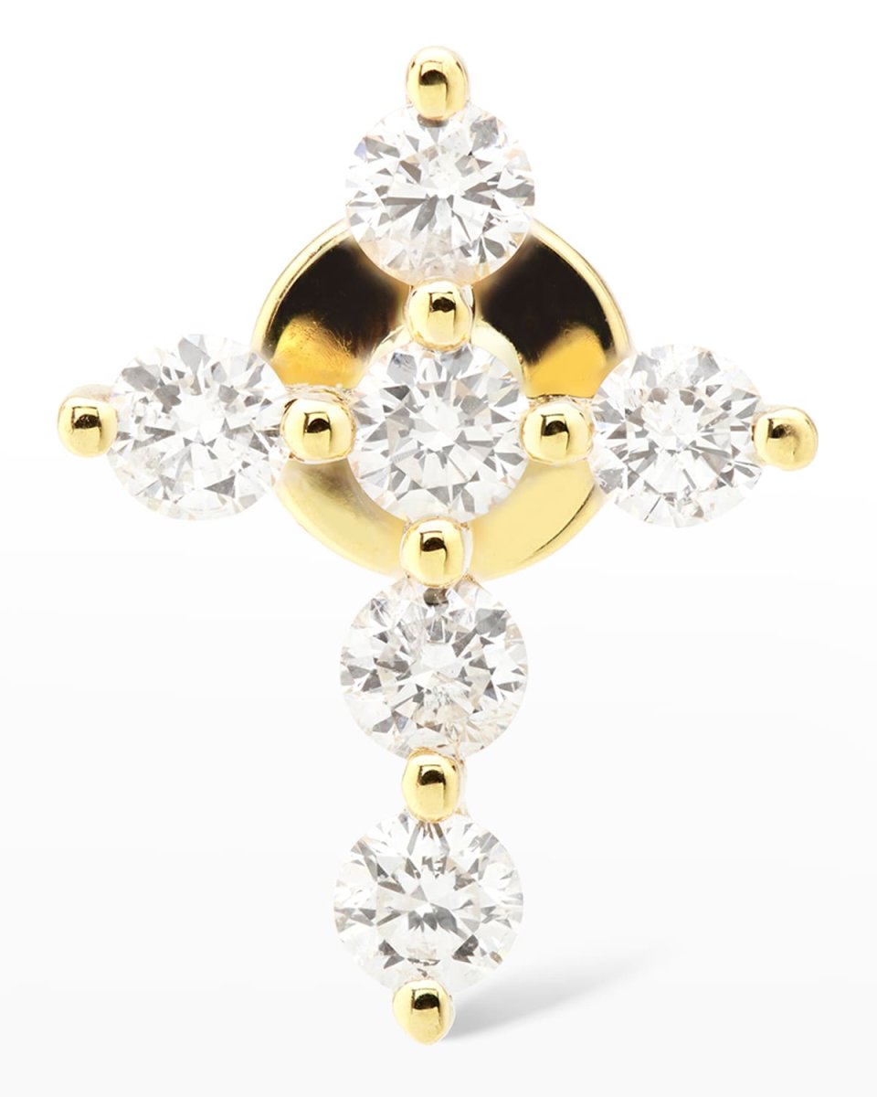 Six Diamond Cross Stud Earring, Single