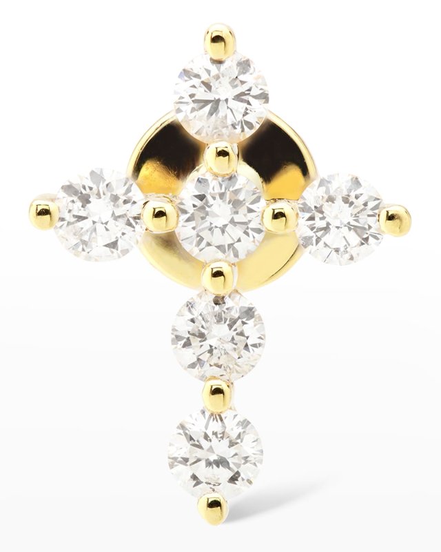 Six Diamond Cross Stud Earring, Single