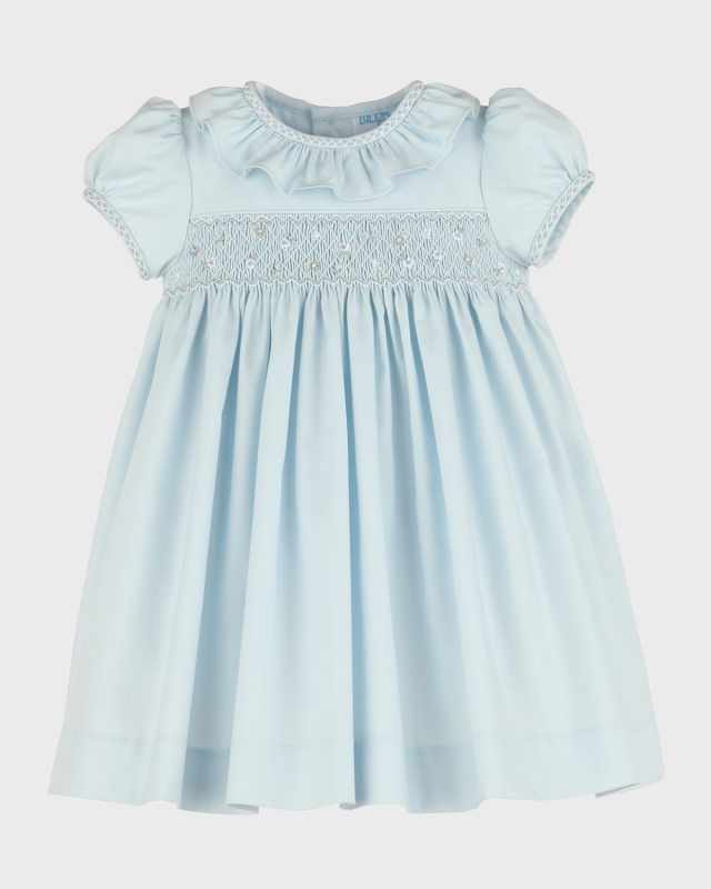Girl's Floral Smocked Embroidered Dress, Size 12M-