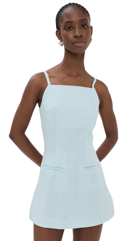 Reformation Phillipa Linen Dress Aquamarine