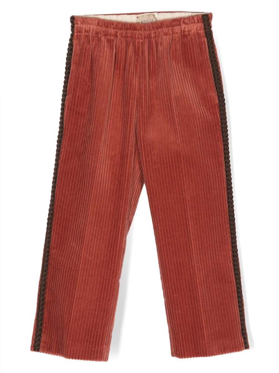 logo-patch velvet trousers