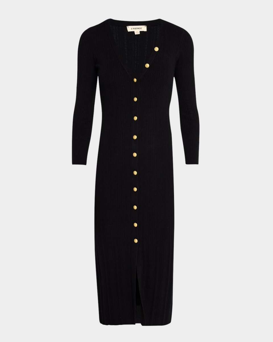 Kyra Button-Front Duster Midi Dress