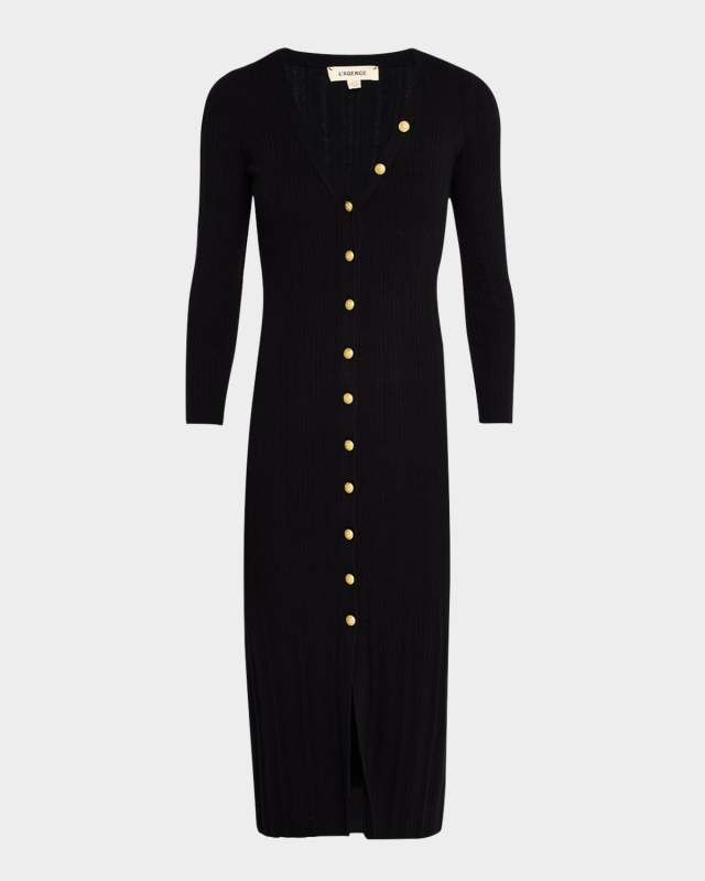 Kyra Button-Front Duster Midi Dress