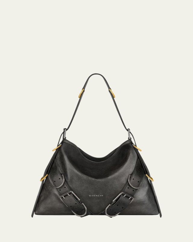 Voyou Medium Boyfriend Shoulder Bag in Tumbled Leather